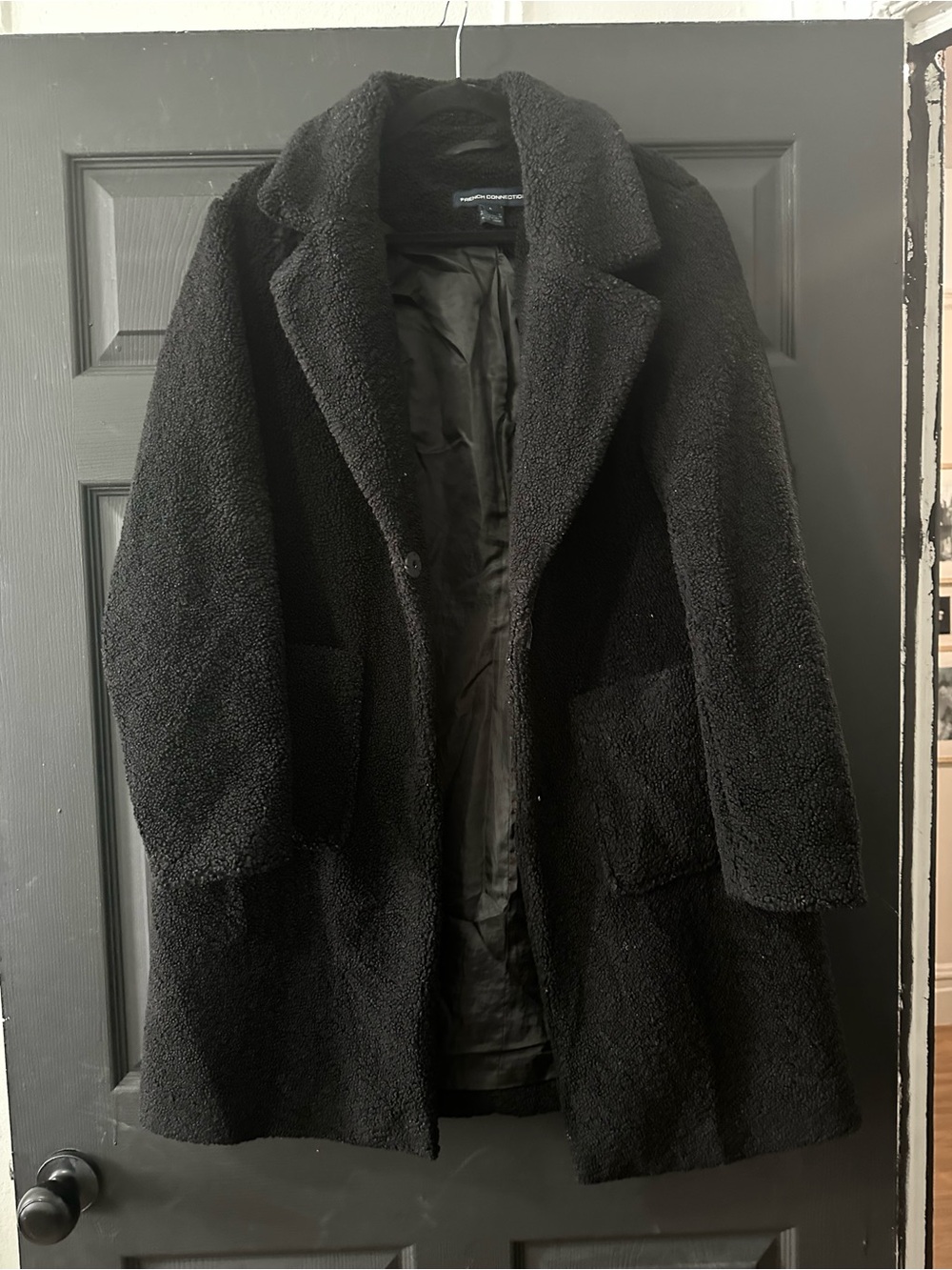 French Connection Black Teddy Coat